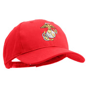 US Marine Corps Emblem Embroidered 6 Panel Structured Cotton Twill Cap Made in USA - Red OSFM