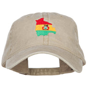 Bolivia Map Flag Embroidered Washed Cap