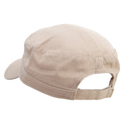 Dark Deep Sea Fish Embroidered Big Size Adjustable Ripstop Army Cap - Khaki OSFM