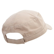 Dark Deep Sea Fish Embroidered Big Size Adjustable Ripstop Army Cap - Khaki OSFM