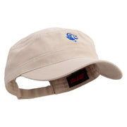 Dark Deep Sea Fish Embroidered Big Size Adjustable Ripstop Army Cap - Khaki OSFM