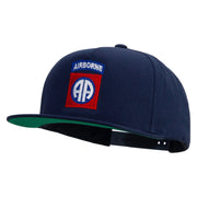 Licensed 82nd Airborne Military Embroidered 5 Panel Flat Bill Twill Snapback Solid Cap - Navy OSFM