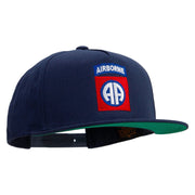 Licensed 82nd Airborne Military Embroidered 5 Panel Flat Bill Twill Snapback Solid Cap - Navy OSFM