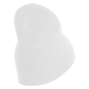 Navy USN Veteran Symbol Embroidered Heavyweight Classic Knit Short Beanie - White OSFM