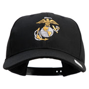 US Marine Corps Emblem Embroidered 6 Panel Structured Cotton Twill Cap Made in USA - Black OSFM