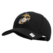 US Marine Corps Emblem Embroidered 6 Panel Structured Cotton Twill Cap Made in USA - Black OSFM