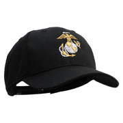US Marine Corps Emblem Embroidered 6 Panel Structured Cotton Twill Cap Made in USA - Black OSFM