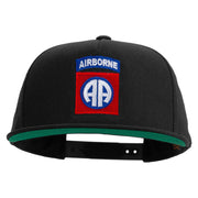Licensed 82nd Airborne Military Embroidered 5 Panel Flat Bill Twill Snapback Solid Cap - Black OSFM