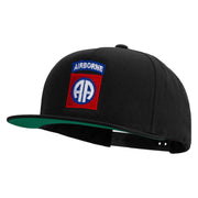 Licensed 82nd Airborne Military Embroidered 5 Panel Flat Bill Twill Snapback Solid Cap - Black OSFM