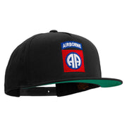 Licensed 82nd Airborne Military Embroidered 5 Panel Flat Bill Twill Snapback Solid Cap - Black OSFM