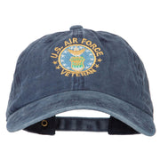 US Air Force Veteran Circle Embroidered Washed Cotton Twill Cap