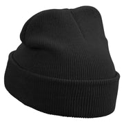 Louvre Landmark Logo Embroidered Super Stretch Knit Watch Cap Beanie - Black OSFM