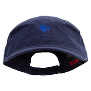 Dark Deep Sea Fish Embroidered Big Size Adjustable Ripstop Army Cap - Navy OSFM