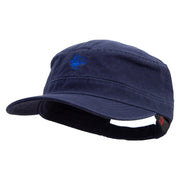 Dark Deep Sea Fish Embroidered Big Size Adjustable Ripstop Army Cap - Navy OSFM