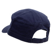 Dark Deep Sea Fish Embroidered Big Size Adjustable Ripstop Army Cap - Navy OSFM