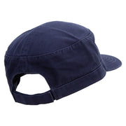 Dark Deep Sea Fish Embroidered Big Size Adjustable Ripstop Army Cap - Navy OSFM