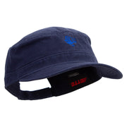 Dark Deep Sea Fish Embroidered Big Size Adjustable Ripstop Army Cap - Navy OSFM