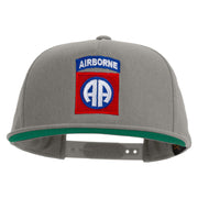 Licensed 82nd Airborne Military Embroidered 5 Panel Flat Bill Twill Snapback Solid Cap - Dk-Grey OSFM