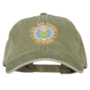 US Air Force Veteran Circle Embroidered Washed Cotton Twill Cap