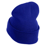 Bruh Phrase Logo Embroidered 12 inch Acrylic Blank Cuff Long Beanie - Royal OSFM