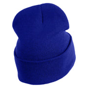 Bruh Phrase Logo Embroidered 12 inch Acrylic Blank Cuff Long Beanie - Royal OSFM