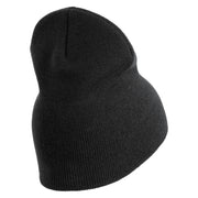 Navy USN Veteran Symbol Embroidered Heavyweight Classic Knit Short Beanie - Dk-Grey OSFM