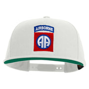 Licensed 82nd Airborne Military Embroidered 5 Panel Flat Bill Twill Snapback Solid Cap - White OSFM