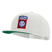 Licensed 82nd Airborne Military Embroidered 5 Panel Flat Bill Twill Snapback Solid Cap - White OSFM