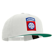 Licensed 82nd Airborne Military Embroidered 5 Panel Flat Bill Twill Snapback Solid Cap - White OSFM