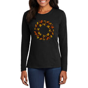 Autumn Wreath Women's Port & Company Long Sleeve Cotton T-Shirt