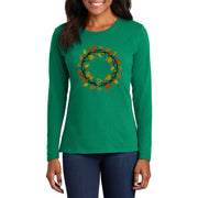 Autumn Wreath Women's Port & Company Long Sleeve Cotton T-Shirt