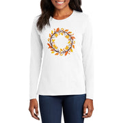 Autumn Wreath Women's Port & Company Long Sleeve Cotton T-Shirt