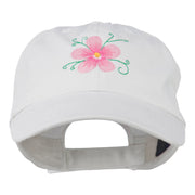 Single Flower Embroidered Low Profile Pet Spun Washed Cap