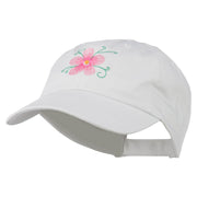 Single Flower Embroidered Low Profile Pet Spun Washed Cap