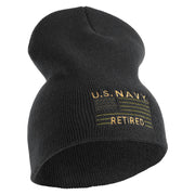 Navy Retired Flag Symbol Embroidered Heavyweight Classic Knit Short Beanie - Dk-Grey OSFM