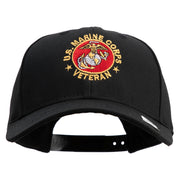 US Marine Corps Veteran Emblem Embroidered 6 Panel Structured Cotton Twill Cap Made in USA - Black OSFM