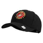 US Marine Corps Veteran Emblem Embroidered 6 Panel Structured Cotton Twill Cap Made in USA - Black OSFM