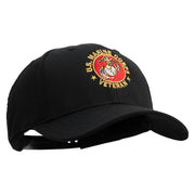 US Marine Corps Veteran Emblem Embroidered 6 Panel Structured Cotton Twill Cap Made in USA - Black OSFM