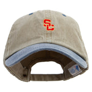 Red South Carolina Logo Embroidered Pigment Dyed Wash Cap - Khaki-Navy OSFM