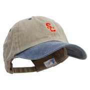 Red South Carolina Logo Embroidered Pigment Dyed Wash Cap - Khaki-Navy OSFM