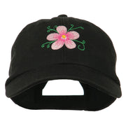 Single Flower Embroidered Low Profile Pet Spun Washed Cap