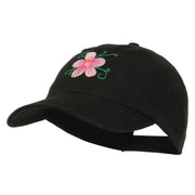 Single Flower Embroidered Low Profile Pet Spun Washed Cap