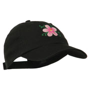 Single Flower Embroidered Low Profile Pet Spun Washed Cap