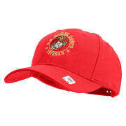 US Marine Corps Veteran Emblem Embroidered 6 Panel Structured Cotton Twill Cap Made in USA - Red OSFM