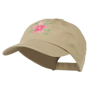 Single Flower Embroidered Low Profile Pet Spun Washed Cap