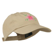 Single Flower Embroidered Low Profile Pet Spun Washed Cap