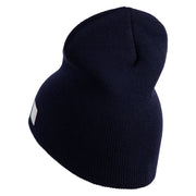 Navy Retired Flag Symbol Embroidered Heavyweight Classic Knit Short Beanie - Navy OSFM