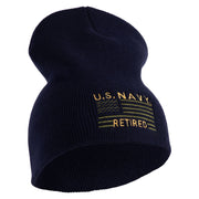 Navy Retired Flag Symbol Embroidered Heavyweight Classic Knit Short Beanie - Navy OSFM