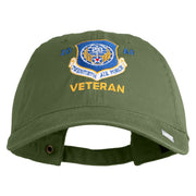 Twentieth Air Force Veteran Embroidered Washed Solid Pigment Dyed Cotton Twill Brass Buckle Cap - Olive OSFM