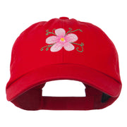 Single Flower Embroidered Low Profile Pet Spun Washed Cap